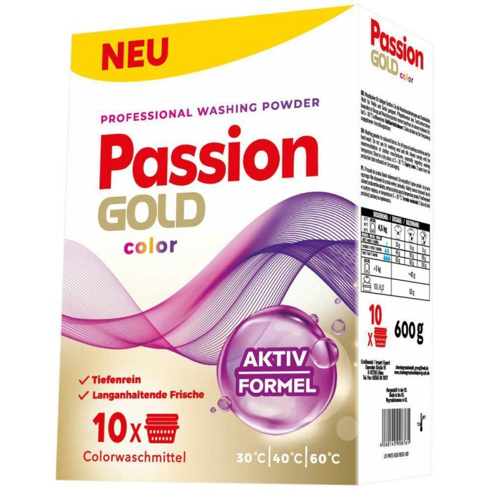 PASSION GOLD Proszek do prania Kolor 600 g 10 prań do tkanin kolorowych ochrona koloru