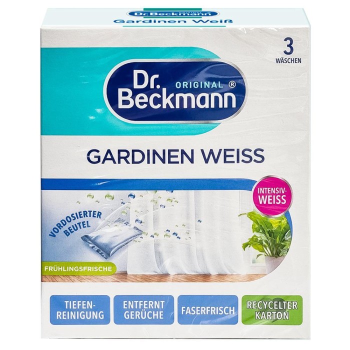 DR. BECKMANN Wybielacz do firan 3x40 g saszetki do bieli usuwa szarość i zażółcenia