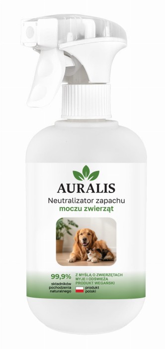 AURALIS neutralizator zapachu moczu zwierząt 500 ml – środek do neutralizacji odoru moczu, usuwania plam i odświeżania powierzchni w domu.