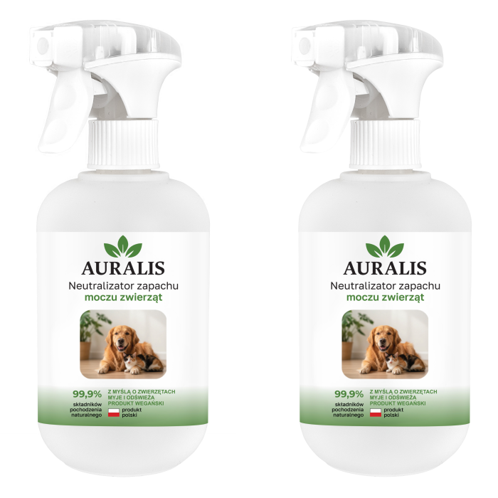 AURALIS Neutralizator zapachu moczu zwierząt 2x500 ml usuwa odór i plamy świeżość do domu