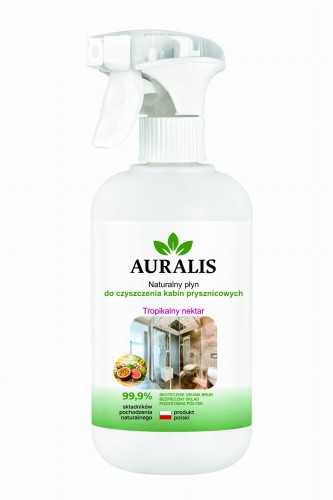 AURALIS płyn do kabin prysznicowych Tropikalny nektar 500 ml – środek do mycia szyb, elementów kabiny prysznicowej i powierzchni łazienkowych, pomagający utrzymać czystość i świeżość.