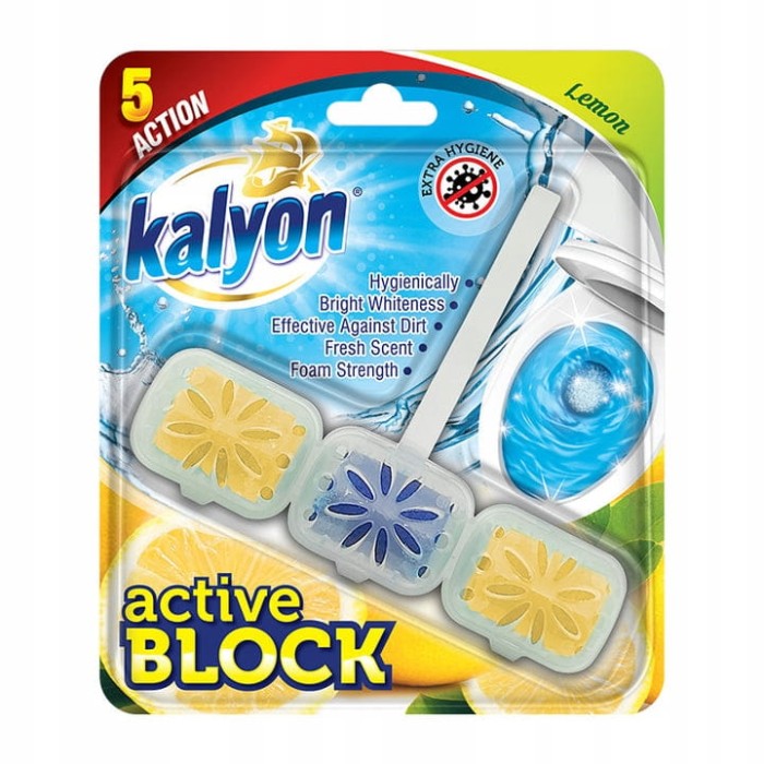 Kalyon zawieszka do WC 57 g Lemon Active Block 5 Action higiena świeżość piana ochrona przed kamieniem