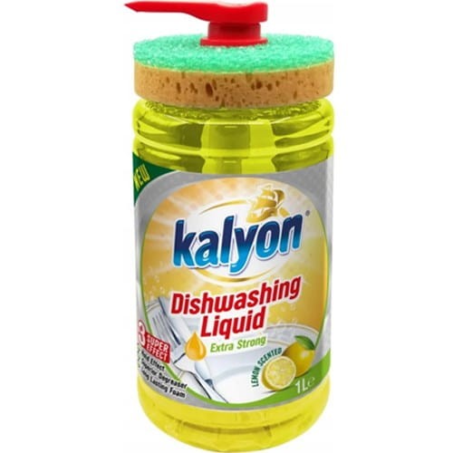 Kalyon Płyn do naczyń z dozownikiem 1 l Lemon cytrynowy z gąbką skuteczny na tłuszcz