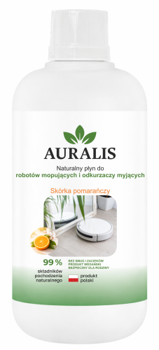 AURALIS płyn do robotów mopujących i odkurzaczy myjących 500 ml skórka pomarańczy – środek do czyszczenia podłóg przeznaczony do urządzeń myjących, pomagający usuwać zabrudzenia i pozostawiać świeży zapach.