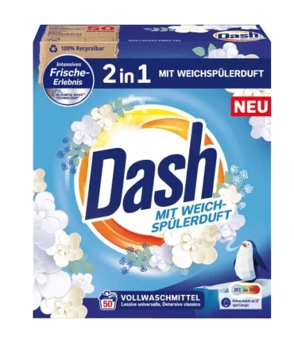 Dash Proszek do Prania Uniwersalny 2w1 z zapachem płynu do płukania 3 kg 50 prań
