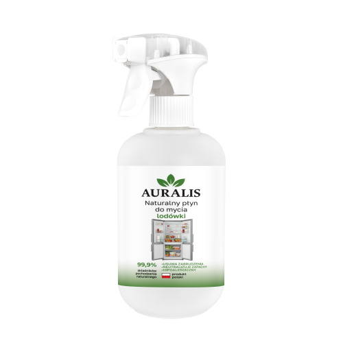 AURALIS naturalny płyn do mycia lodówki – środek do czyszczenia półek, szuflad i wnętrza lodówki, pomagający usuwać zabrudzenia oraz odświeżać powierzchnie.
