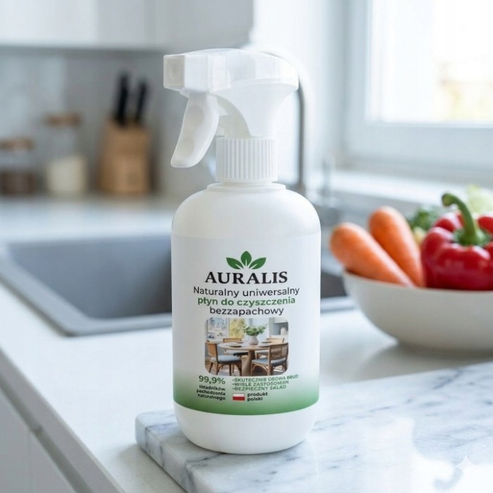 AURALIS bezzapachowy płyn uniwersalny 500 ml – naturalny preparat do czyszczenia kuchni, blatu, stołu i innych powierzchni domowych.