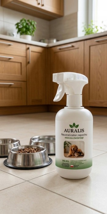 AURALIS neutralizator zapachu moczu zwierząt 500 ml w kuchni – preparat do neutralizacji nieprzyjemnych zapachów i utrzymania świeżości w otoczeniu pupila.
