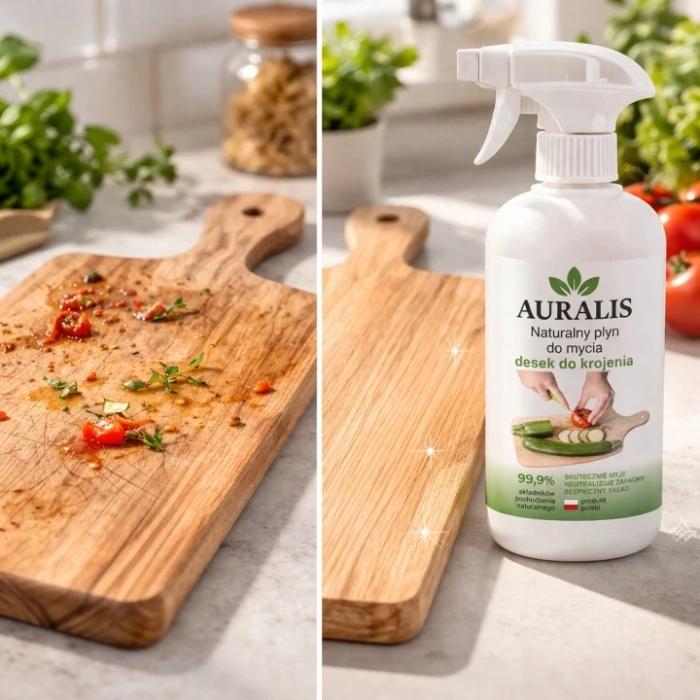 AURALIS płyn do mycia desek do krojenia 500 ml – środek do czyszczenia desek kuchennych, usuwania codziennych zabrudzeń i wspierania higieny w kuchni.