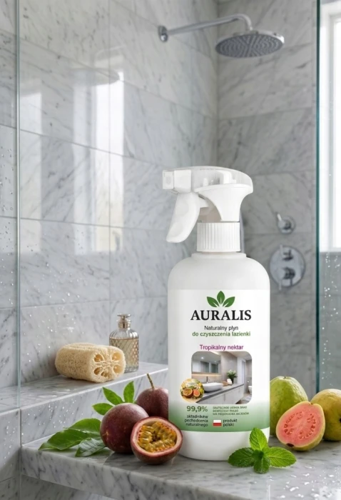 AURALIS środek do czyszczenia łazienki 500 ml Tropikalny nektar – produkt do codziennego mycia powierzchni łazienkowych, pomagający utrzymać czystość i świeżość.