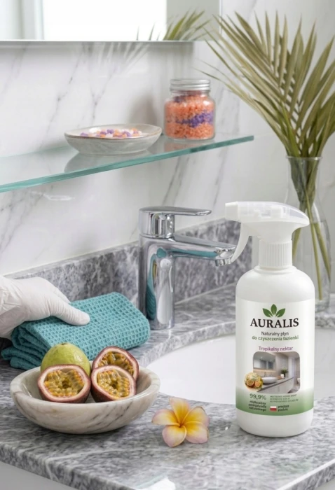 AURALIS płyn do czyszczenia łazienki bez zacieków 500 ml – preparat do mycia ceramiki, armatury i elementów wyposażenia łazienki.