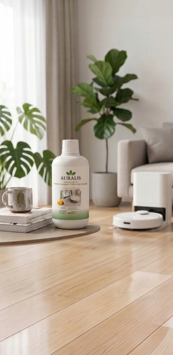 AURALIS płyn do robotów mopujących i odkurzaczy myjących skórka pomarańczy 500 ml – środek do codziennego czyszczenia podłóg i odświeżania powierzchni w domu.