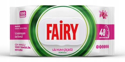 Wielofunkcyjne chusteczki czyszczące Fairy z zapachem lilii 100 sztuk.