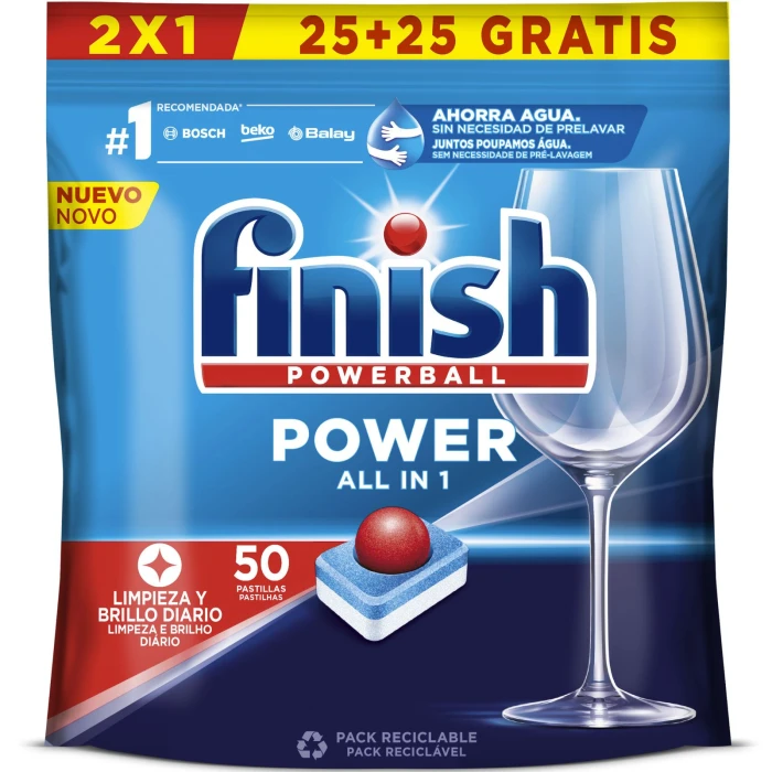 Tabletki do zmywarki Finish Powerball Power All in 1 50 sztuk.