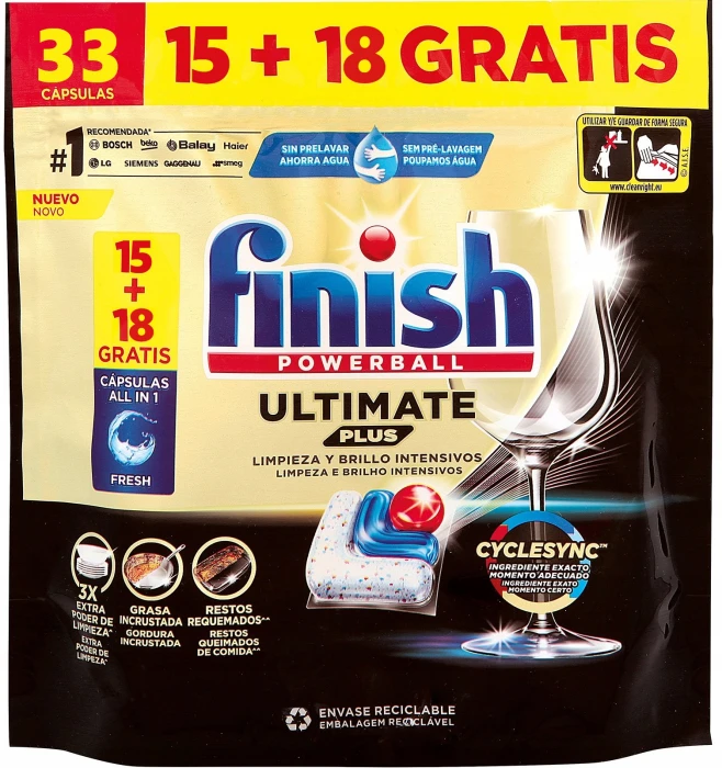 Kapsułki do zmywarki Finish Powerball Ultimate Plus All in 1 Fresh (33 sztuki)