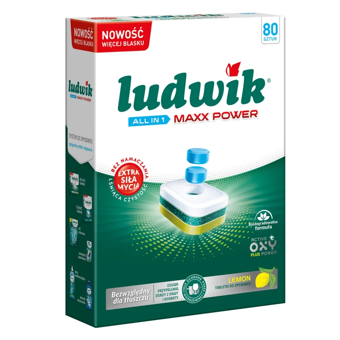 Tabletki do zmywarki Ludwik All in 1 Maxx Power Lemon (80 sztuk)