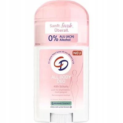 CD Sanft All Body Deo dezodorant w sztyfcie 40 g z formułą 0% aluminium i 0% alkoholu.