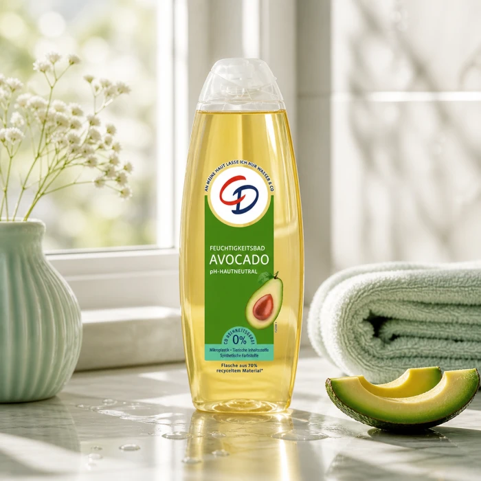 Płyn do kąpieli CD Avocado z pielęgnującym charakterem i przyjemnym zapachem.