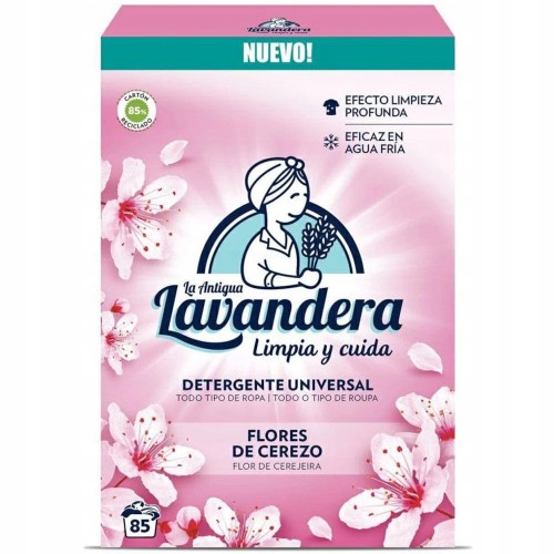 La Antigua Lavandera Flores de Cerezo proszek do prania 4,675 kg 85 prań w kartonowym opakowaniu.