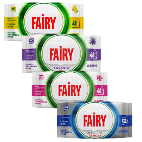 4x zestaw chusteczek do sprzątania Fairy lawenda, cytryna, platinum, lilia