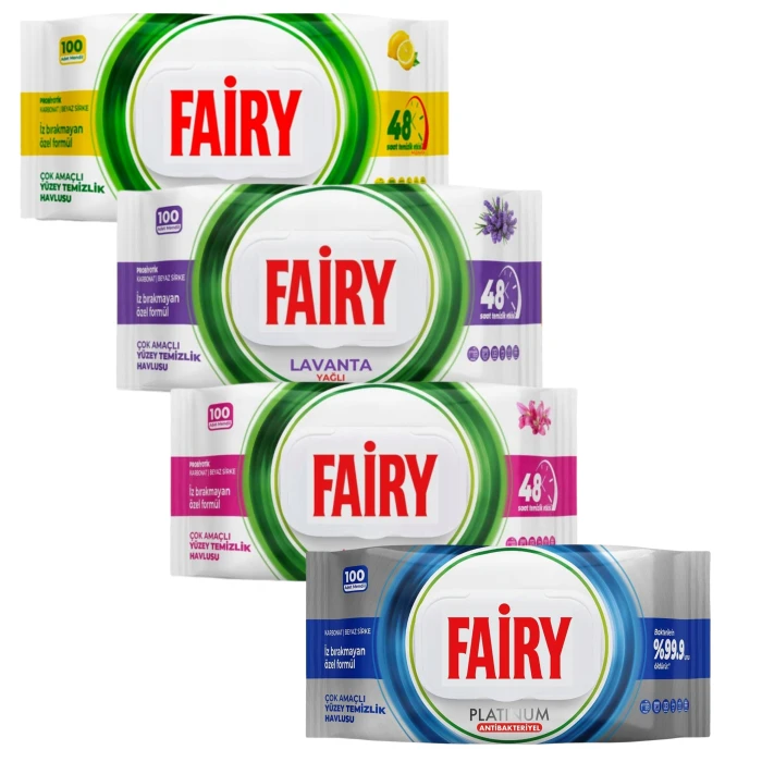 4x zestaw chusteczek do sprzątania Fairy lawenda, cytryna, platinum, lilia
