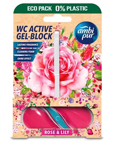 Ambi Pur WC Active Gel Block Rose & Lily zawieszka do WC 45 g