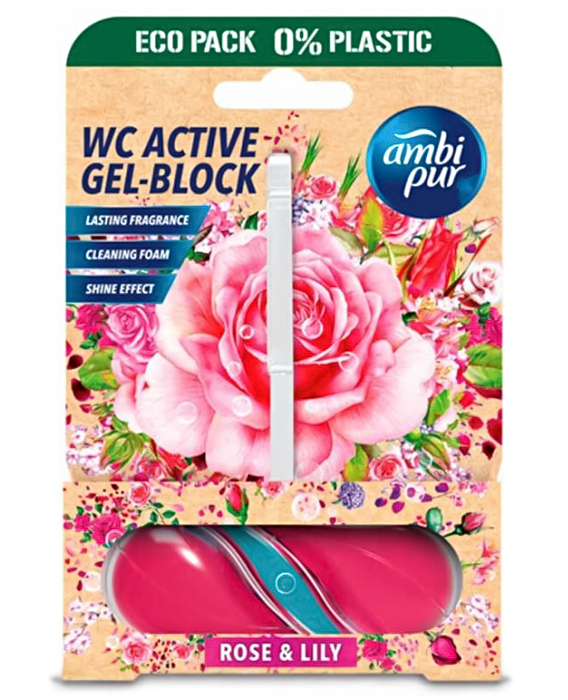 Ambi Pur WC Active Gel Block Rose & Lily zawieszka do WC 45 g
