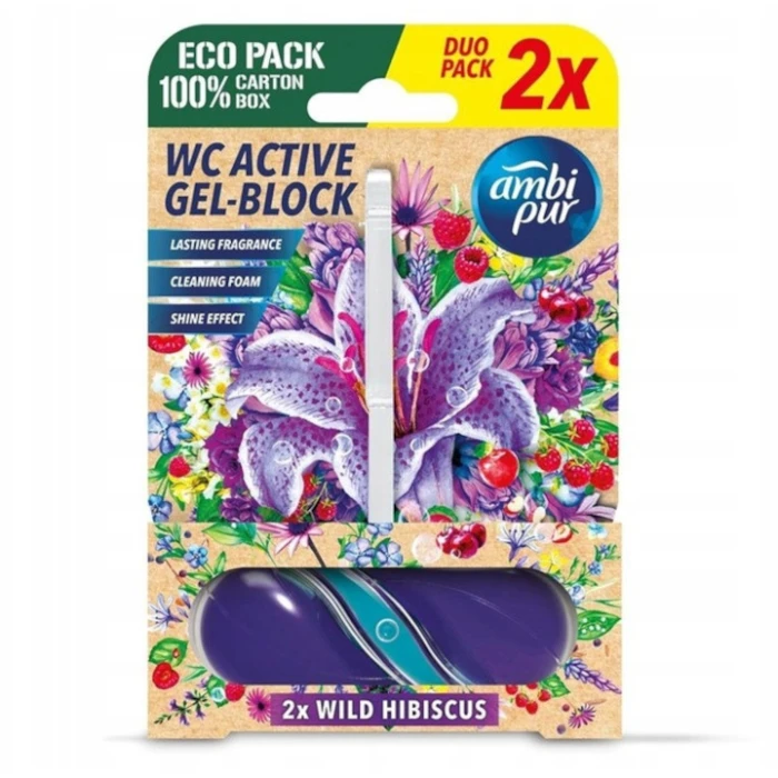 Ambi Pur WC Active Gel Block Wild Hibiscus zawieszka do WC 2 x 45 g