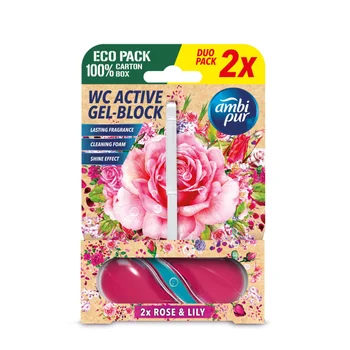 Ambi Pur WC Active Gel Block Rose & Lily zawieszka do WC 2 x 45 g