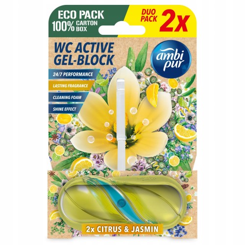 Ambi Pur WC Active Gel Block Citrus & Jasmin zawieszka do WC 2 x 45 g