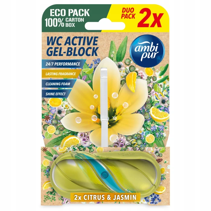 Ambi Pur WC Active Gel Block Citrus & Jasmin zawieszka do WC 2 x 45 g
