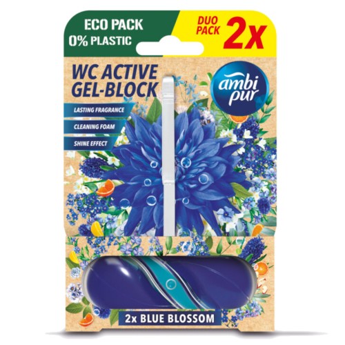 Ambi Pur WC Active Gel Block Blue Blossom zawieszka do WC 2 x 45 g