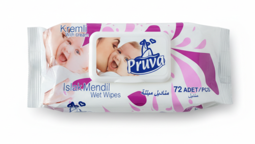Kalyon Pruva TR Chusteczki Nawilżane Z Klipsem 72szt (With Cream) Różowe