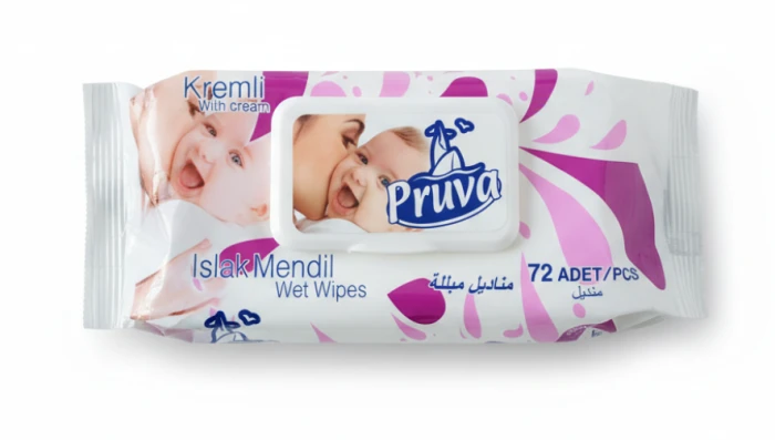 Kalyon Pruva TR Chusteczki Nawilżane Z Klipsem 72szt (With Cream) Różowe