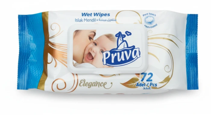 Kalyon Pruva TR Chusteczki Nawilżane Z Klipsem 72szt (Elegance) Niebieskie