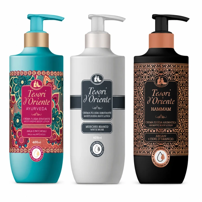 Tesori d’Oriente balsam do ciała zestaw 3 x 400 ml Muschio Bianco Ayurveda Hammam