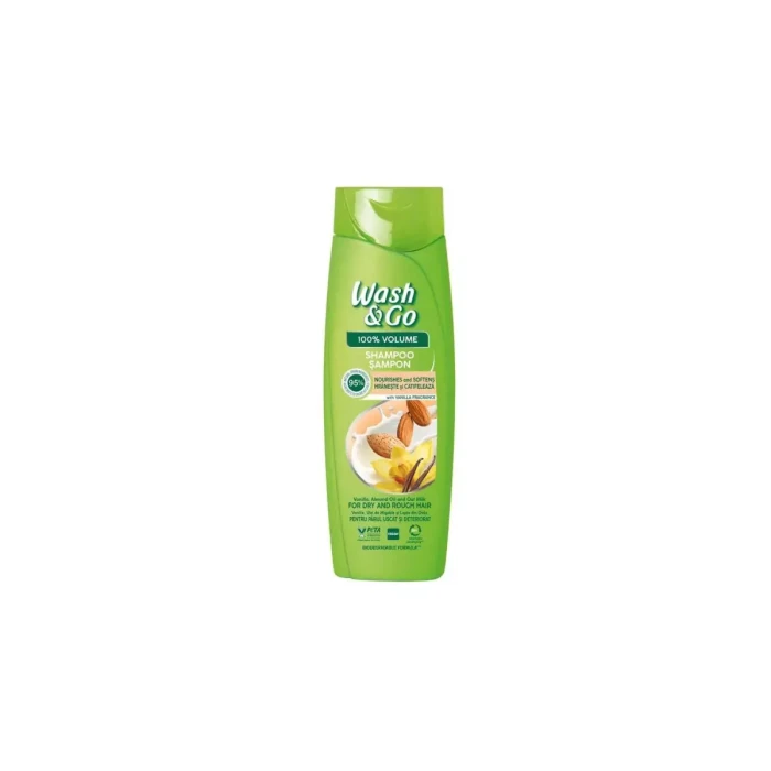 Wash & Go 100% Volume szampon do włosów suchych i szorstkich 360 ml Wanilia Migdał Owies