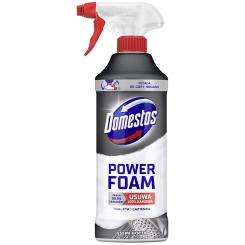 Domestos Power Foam pianka czyszcząca do toalety i łazienki usuwa kamień 435 ml