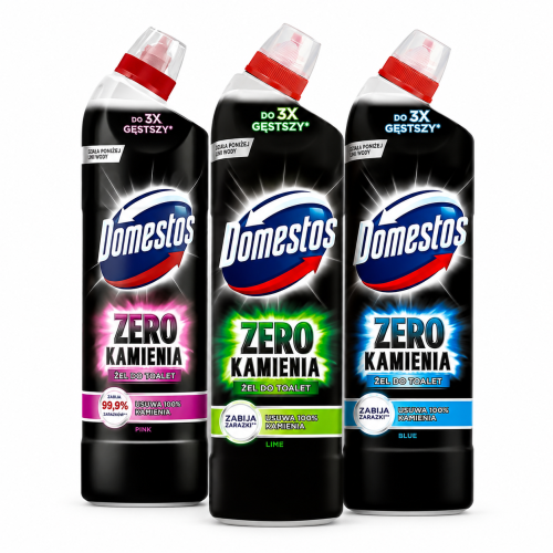 Domestos Zero Kamienia żel do toalet zestaw 3 sztuki Pink Lime Blue