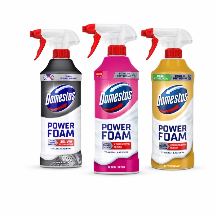 Domestos Power Foam pianka czyszcząca zestaw 3 x 435 ml Kamień Floral Fresh Citrus Blast