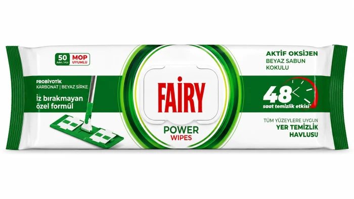 Fairy Power Wipes chusteczki do podłóg 50 sztuk białe mydło aktywny tlen