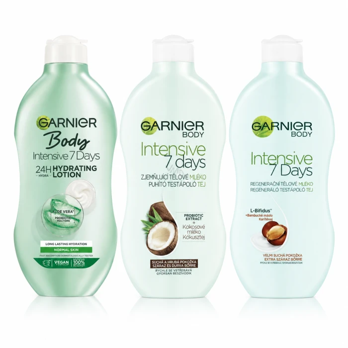 Garnier Body Intensive 7 Days balsamy do ciała zestaw 3 x 400 ml aloes kokos shea