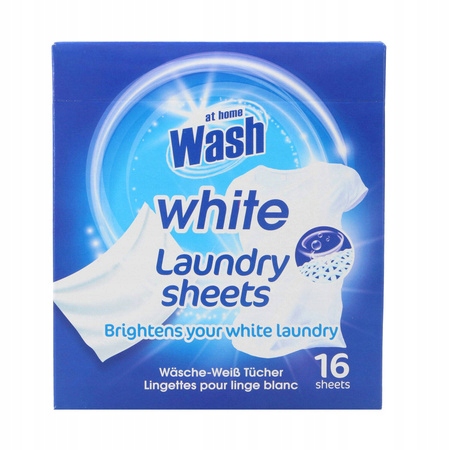 At Home Wash White Laundry Sheets chusteczki do prania białych tkanin 16 sztuk