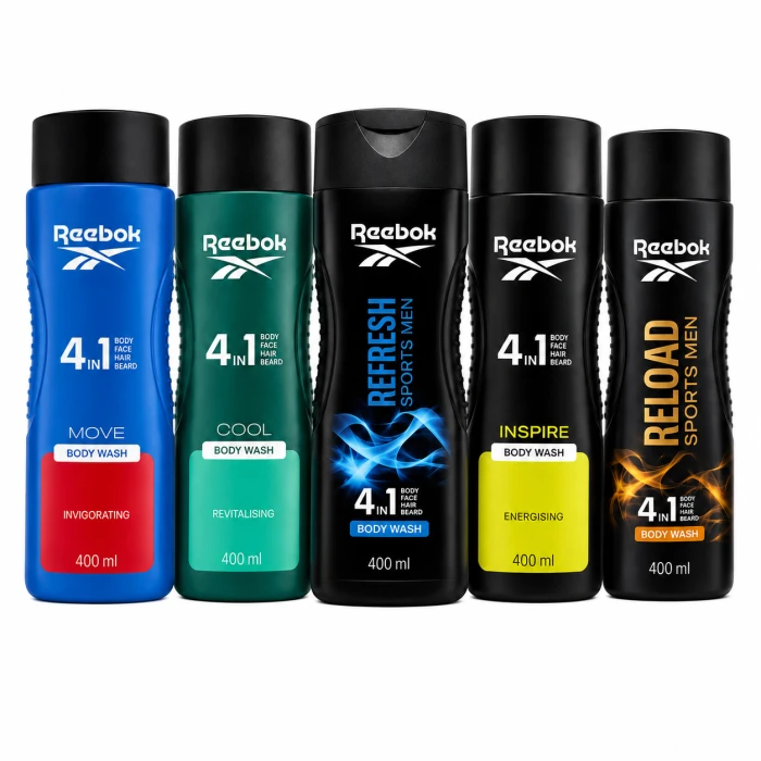 Reebok Men zestaw żeli pod prysznic 5 × 400 ml Move Cool Refresh Inspire Reload