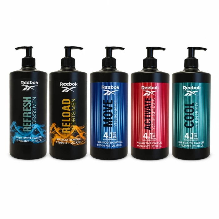 Reebok Sports Men zestaw żeli pod prysznic 5 × 750 ml Refresh Reload Move Activate Cool