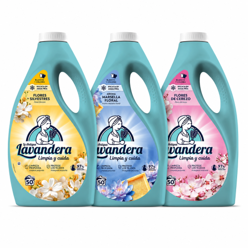 La Lavandera zestaw płynów do prania 3 × 50 prań Flores Silvestres Marsella Cerezo