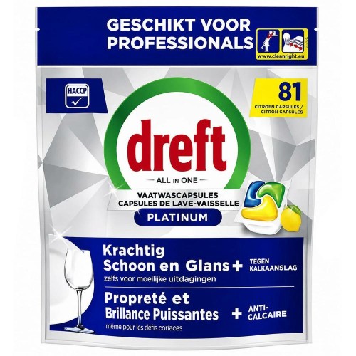 Dreft Platinum All in One Lemon kapsułki do zmywarki 81 sztuk
