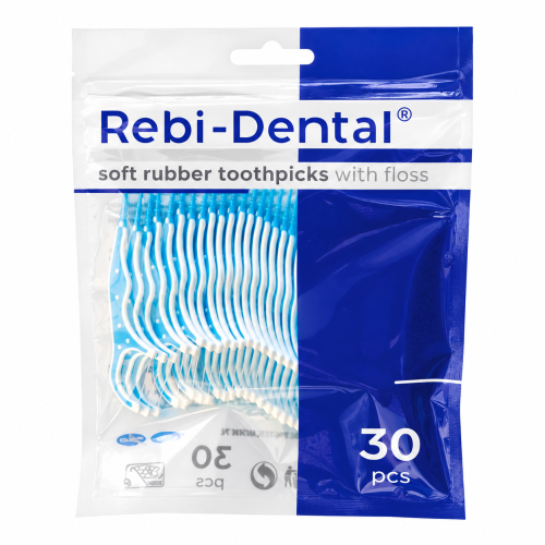 Rebi-Dental wykałaczki dentystyczne gumowe z nicią 30 szt.