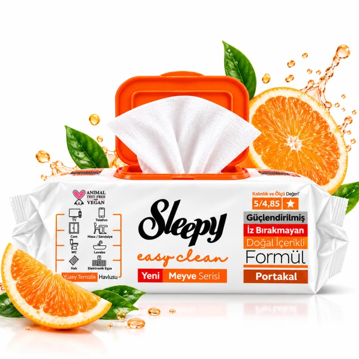 Sleepy Easy Clean XXL Pomarańcza 100 szt. – chusteczki do czyszczenia