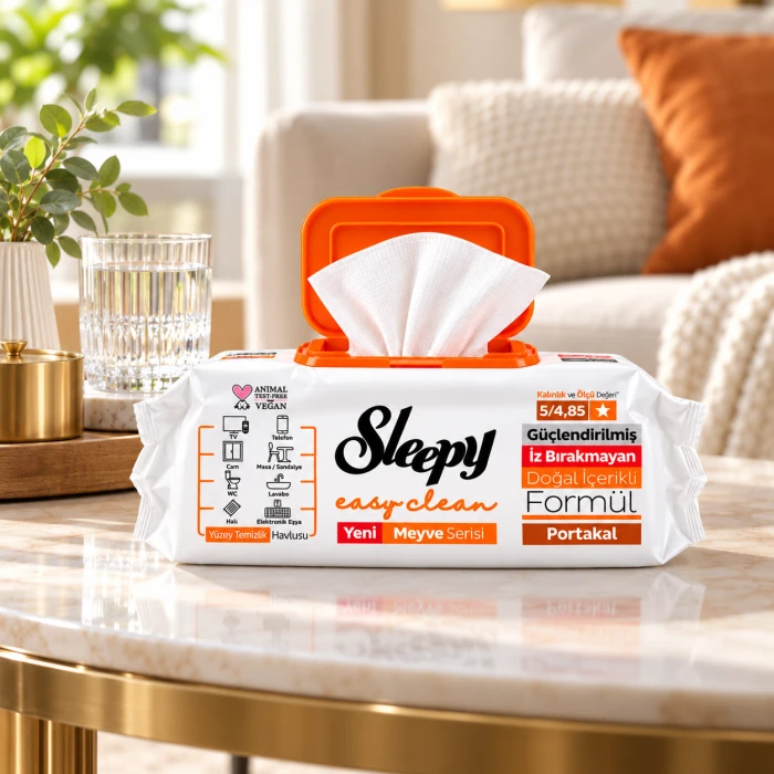 Sleepy Easy Clean Pomarańcza 100 szt. – uniwersalne chusteczki czyszczące